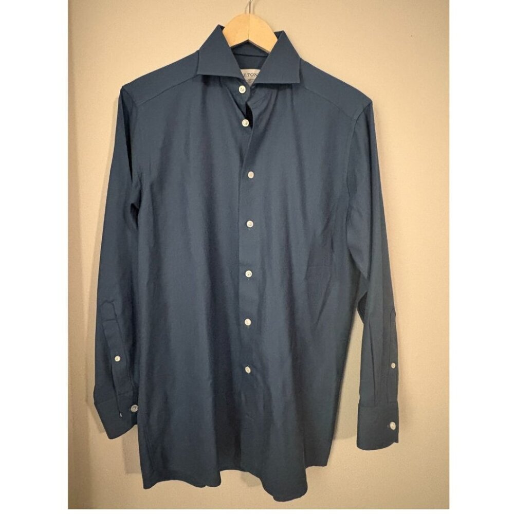 Eton Contemporary Fit 100% Merino Wool Dress Shirt – Navy Blue